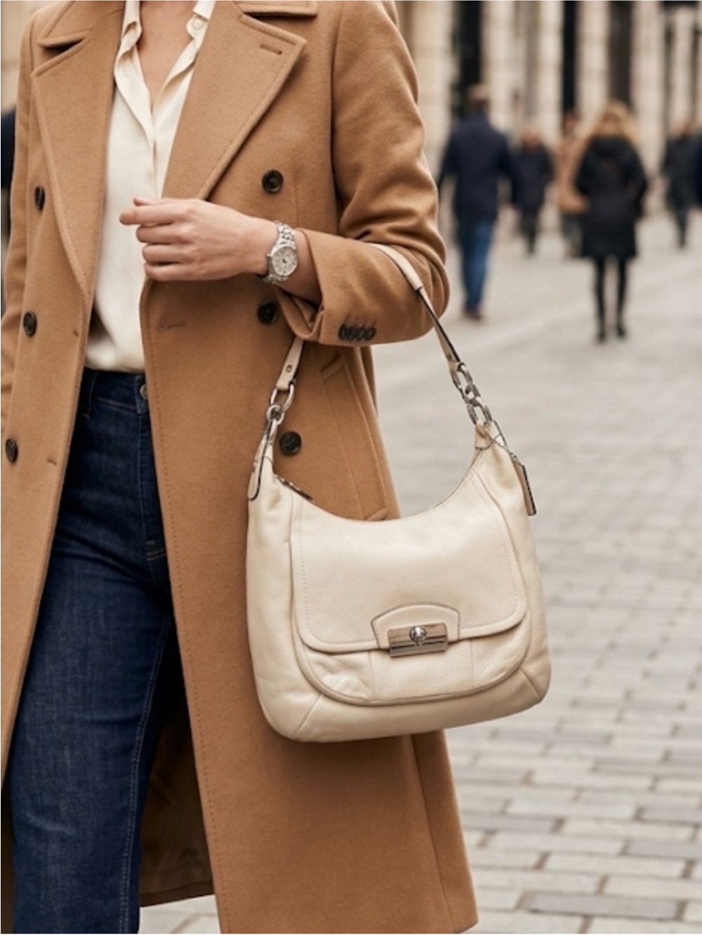 M1275-F22306 Coach Kristan Champagne Cream Hobo Bag